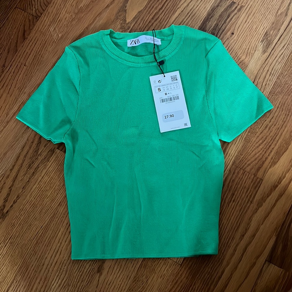 ZARA green short sleeve t knit tee